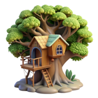 beautiful creative A whimsical treehouse, built into the branches of a giant oak, dappled sunlight filtering through the leaves. Fairytale, magical professional png