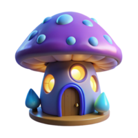 extraordinary vintage A giant, bioluminescent mushroom house, glowing in a dark forest, ethereal, otherworldly lighting. Fantasy, vibrant original png