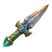 extraordinary traditional An intricate, elven dagger with glowing runes etched into its blade, ethereal lighting, mysterious atmosphere, art nouveau style, premium png