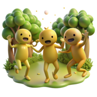 impressive artistic A group of playful sprites dancing in a sunlit forest clearing, soft lighting, whimsical atmosphere, impressionist style, high resolution png