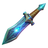 elegant creative An intricate, elven dagger with glowing runes etched into its blade, ethereal lighting, mysterious atmosphere, art nouveau style, genuine png