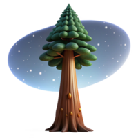 wonderful rustic A single, giant sequoia tree reaching towards a starry night sky, ethereal lighting, fantasy art style premium png