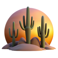 serene minimalist A desert landscape at sunset, with towering cacti silhouetted against the fiery sky, graphic novel style authentic png