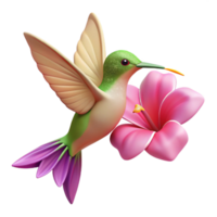 stunning artistic A delicate hummingbird hovering near a vibrant fuchsia flower, soft focus, nature photography style original png