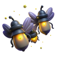 serene rustic A group of fireflies illuminating a dark forest at night, magical lighting, fairytale style 4K png