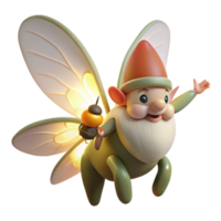 magnificent classic A whimsical gnome riding a giant firefly through a luminescent forest, soft diffuse lighting, dreamlike and ethereal, Ghibli Studio style 4K png