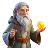 impressive abstract A wise old wizard with a long white beard, holding a glowing orb, warm firelight, classic fantasy style exclusive png