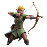 stunning classic A graceful elf archer aiming at a distant target, dappled sunlight filtering through the forest canopy, hyperrealistic style detailed png