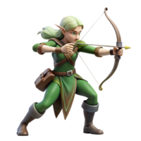 dramatic minimalist A graceful elf archer aiming at a distant target, dappled sunlight filtering through the forest canopy, hyperrealistic style high resolution png
