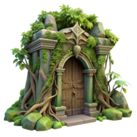 elegant minimalist An ancient treant guarding a hidden portal, overgrown with moss and vines, soft, diffused lighting, pre Raphaelite style premium png