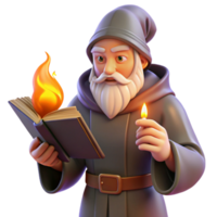 dramatic rustic A wise old wizard casting a spell in his study, warm, firelight, Rembrandt style original png