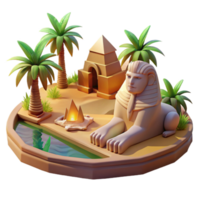 extraordinary vintage A serene sphinx guarding a hidden oasis, warm desert lighting, ancient Egyptian style high quality png