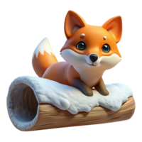 stunning classic A curious fox peering out from behind a snow covered log, lit by the soft light of a winter morning, in a whimsical, storybook style 4K png
