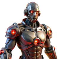 dramatic artistic A steampunk cyborg, with intricate mechanical augmentations replacing their limbs, glowing red eyes, dark, moody lighting, cyberpunk style high resolution png