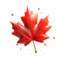 impressive classic A single, perfect red maple leaf falling through the air, caught in a beam of light, with a bokeh effect authentic png