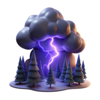 dramatic rustic A lightning strike illuminating a stormy night sky over a dark forest, in a dramatic, powerful style high resolution png