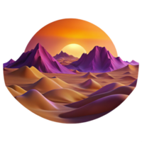dramatic vintage A panoramic view of a vast desert landscape at sunset, with warm, orange and purple hues and long shadows, rendered in a photorealistic style with high detail high resolution png