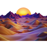 impressive creative A panoramic view of a vast desert landscape at sunset, with warm, orange and purple hues and long shadows, rendered in a photorealistic style with high detail professional png