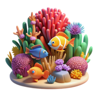 magnificent artistic A vibrant coral reef teeming with colorful fish and marine life, illuminated by underwater sunlight, rendered in a photorealistic style with vibrant colors high quality png