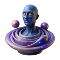 vibrant traditional Portrait of an abstract figure composed of swirling galaxies and nebulae, radiating cosmic light, surrealism original png
