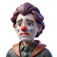 extraordinary abstract Portrait of a sorrowful clown with smeared makeup and a single tear rolling down their cheek, dimly lit, melancholic atmosphere genuine png
