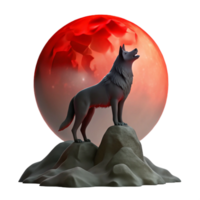 extraordinary abstract A solitary wolf howling at a blood red moon, silhouetted against a misty mountain peak, depicted in a dark, gothic style authentic png