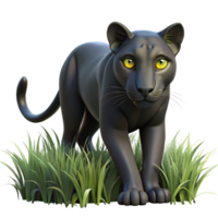 serene abstract A sleek black panther stalking through tall grass, its eyes gleaming in the darkness, lit by a single spotlight, in a film noir style 4K png