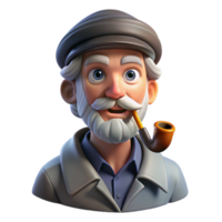 magnificent creative Portrait of a wizened old sailor with a weathered face, a pipe clutched in his teeth, and a mischievous glint in his eye. Dramatic chiaroscuro lighting.... png