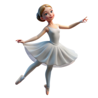 extraordinary modern Portrait of a graceful ballerina with flowing white tulle, poised on pointe, and a serene expression. Soft, diffused lighting. Degas style 4K png
