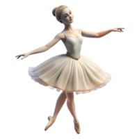wonderful modern Portrait of a graceful ballerina with flowing white tulle, poised on pointe, and a serene expression. Soft, diffused lighting. Degas style detailed png