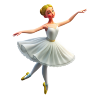 extraordinary artistic Portrait of a graceful ballerina with flowing white tulle, poised on pointe, and a serene expression. Soft, diffused lighting. Degas style detailed png