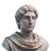 elegant vintage Portrait of a classical Greek statue with a serene expression and draped robes. Soft, even lighting. Classical art style premium png