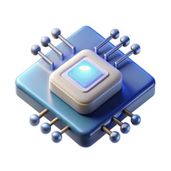 vibrant minimalist A single microchip floating in zero gravity, intricate circuitry glowing with an inner light, cosmic background lighting, abstract style professional png