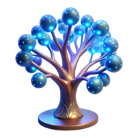 wonderful rustic A bioluminescent tree with data flowing through its branches, glowing ethereal light, fantasy style authentic png