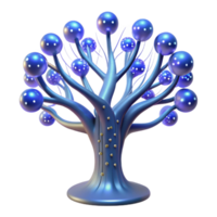 vibrant abstract A bioluminescent tree with data flowing through its branches, glowing ethereal light, fantasy style exclusive png