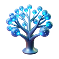 beautiful vintage A bioluminescent tree with data flowing through its branches, glowing ethereal light, fantasy style detailed png