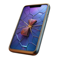 dramatic contemporary A cracked smartphone screen displaying a cryptic message, realistic textures, dim lighting, mystery style detailed png