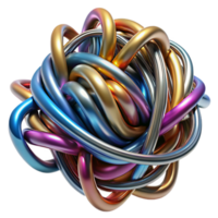 impressive creative A tangled mess of colorful wires and cables, metallic sheen, studio lighting, abstract style professional png