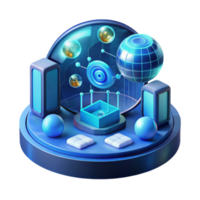 extraordinary modern A floating artificial intelligence interface displaying complex data visualizations, holographic projections, cool blue lighting, futuristic style detailed png