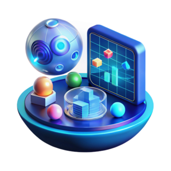 straordinario moderno un' galleggiante artificiale intelligenza interfaccia visualizzazione complesso dati visualizzazioni, olografico proiezioni, freddo blu illuminazione, futuristico stile premio png