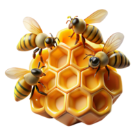extraordinary modern A swarm of honeybees buzzing around a honeycomb, close up macro photography, golden light detailed png