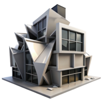 serene contemporary Deconstructivist office building, fragmented forms, sharp angles, dramatic shadows, high contrast black and white high quality png