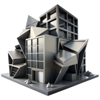 extraordinary rustic Deconstructivist office building, fragmented forms, sharp angles, dramatic shadows, high contrast black and white premium png