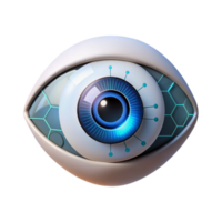 stunning vintage A close up of a human eye with a HUD display overlayed, data streams and graphs visible, illuminated by a sharp, white light. Cyberpunk style detailed png