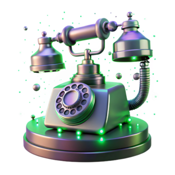 außergewöhnlich rustikal ein Antiquität Telefon schwebend im ein Digital Leere, umgeben durch Glitching statisch und binär Code, beleuchtet durch ein flackern, Grün Licht. Panne Kunst Stil hoch Qualität png