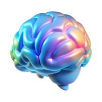 dramatic traditional A holographic projection of a human brain, rotating slowly, different areas lighting up in different colors, illuminated by a soft, blue light.... png