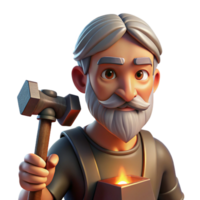 elegant abstract Portrait of an elderly blacksmith, face etched with wrinkles, illuminated by the warm glow of a forge, holding a hammer. Rembrandt lighting. Realistic style exclusive png