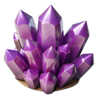 impressive artistic A cluster of amethyst crystals, sparkling and multifaceted, dark background, gemstone photography style professional png