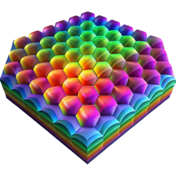 deslumbrante rústico uma campo do colorida, mosaico padrões, iluminado de uma mudando, arco Iris luz, op arte estilo Alto resolução png