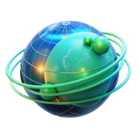 impressive abstract A holographic projection of Earth, rotating slowly, lines of data streaming across its surface, cool blue and green lighting, futuristic style original png